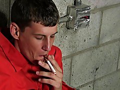 Twink Jacob Patrick is sitting in a send up the river room and lights up a cigarette when guard Cameron Taylor comes in and tells him he can't sm